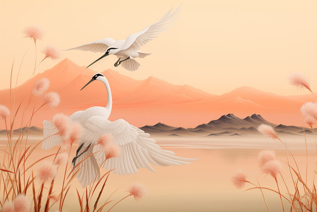 Birds flying over water