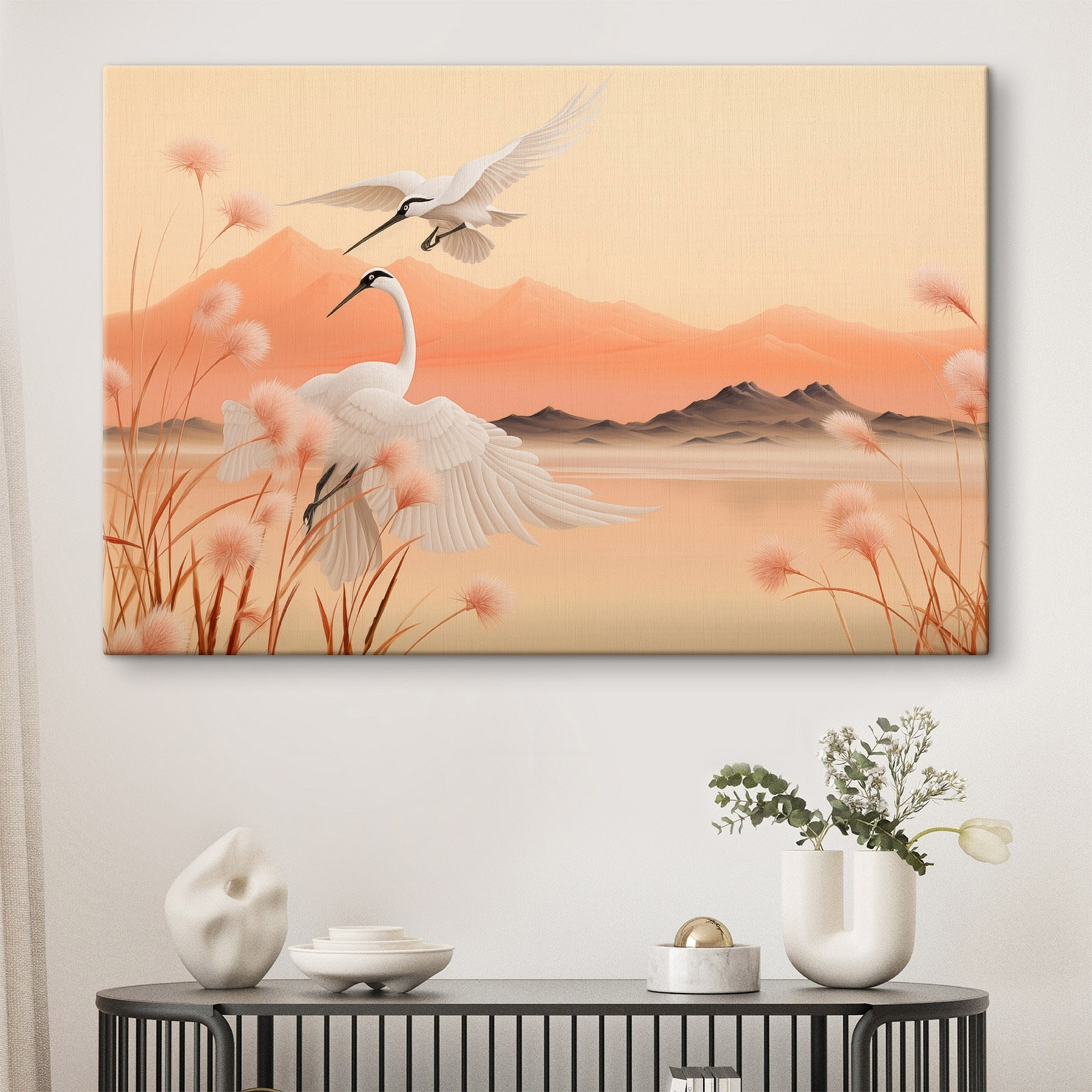 Birds flying over water