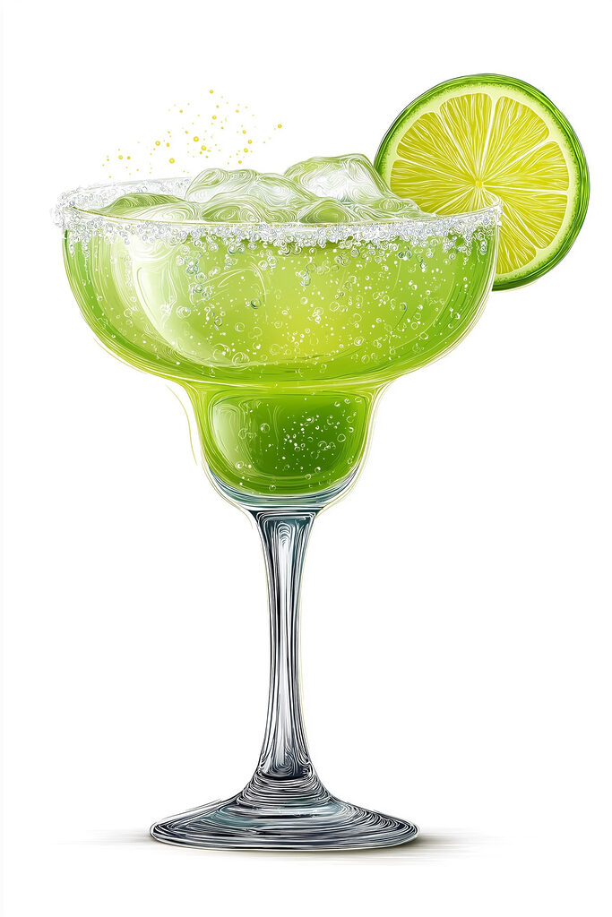 Glass with a drink and lime wedge