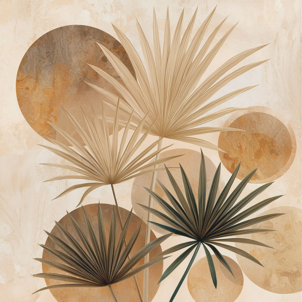 Group of leaves with circles and dots