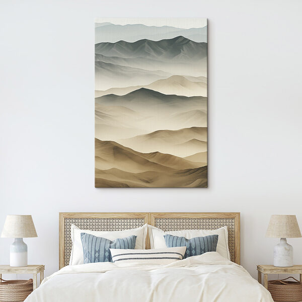 Landscape of mountains and fog