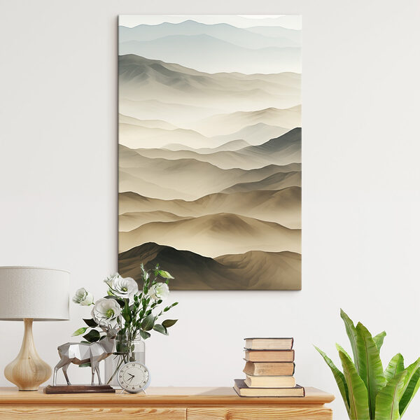 Landscape of mountains with fog