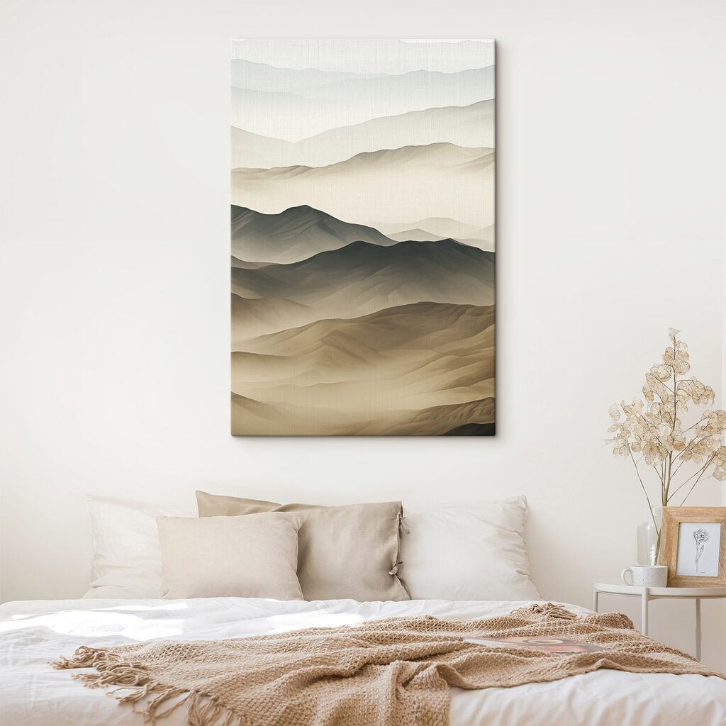 Landscape of mountains with fog