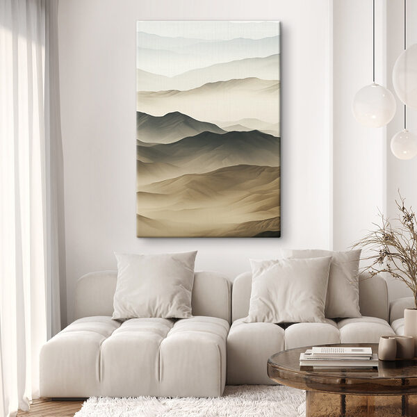 Landscape of mountains with fog