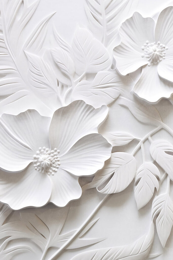 White flower with leaves