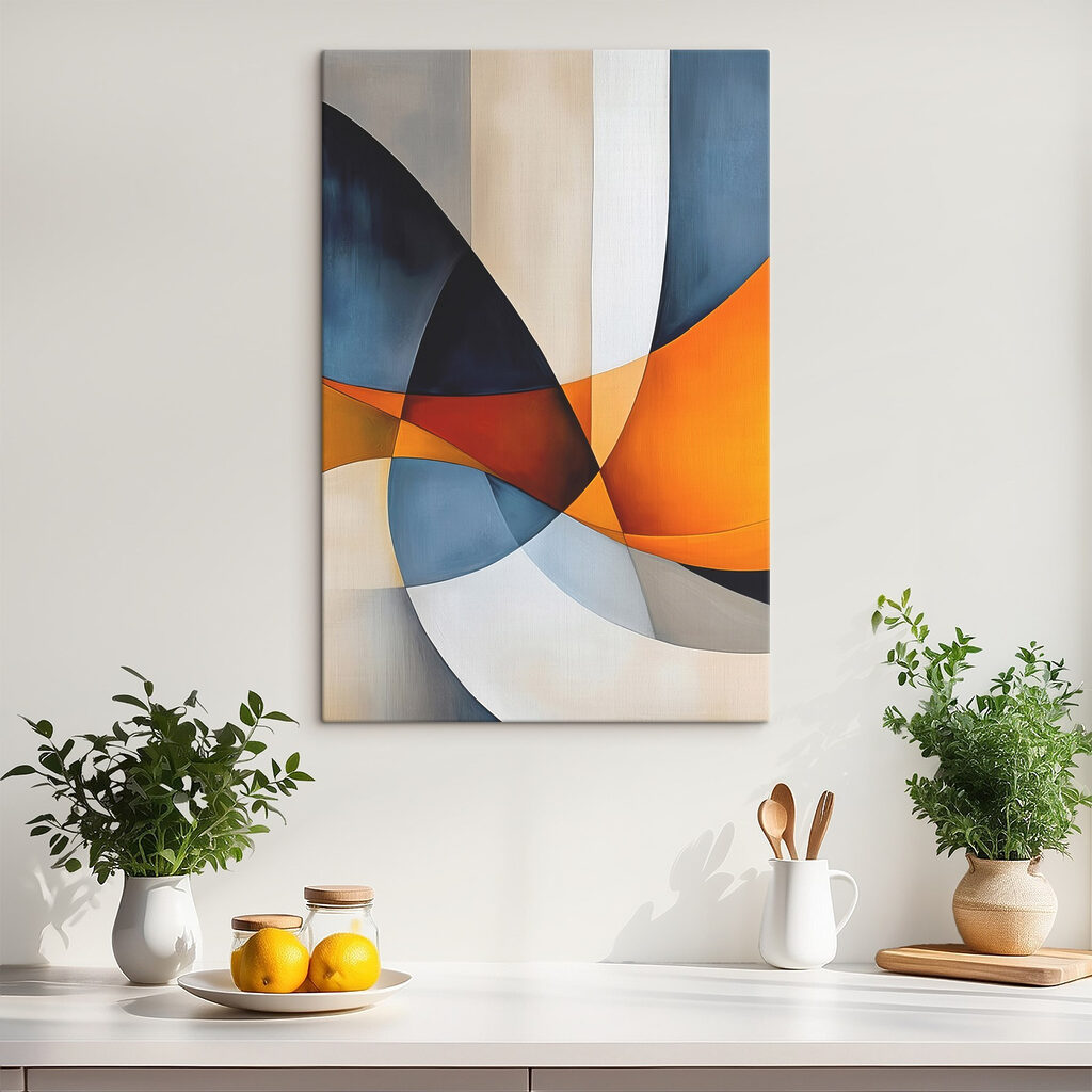 Colorful art piece with curved lines