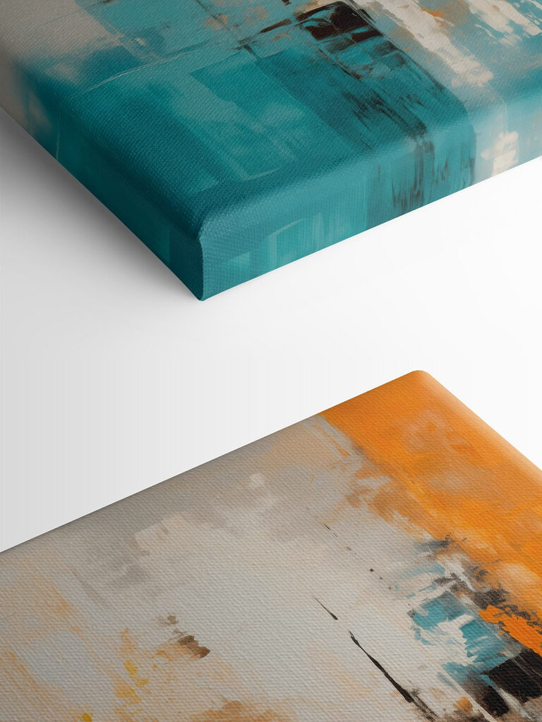 Painting of a blue and orange color