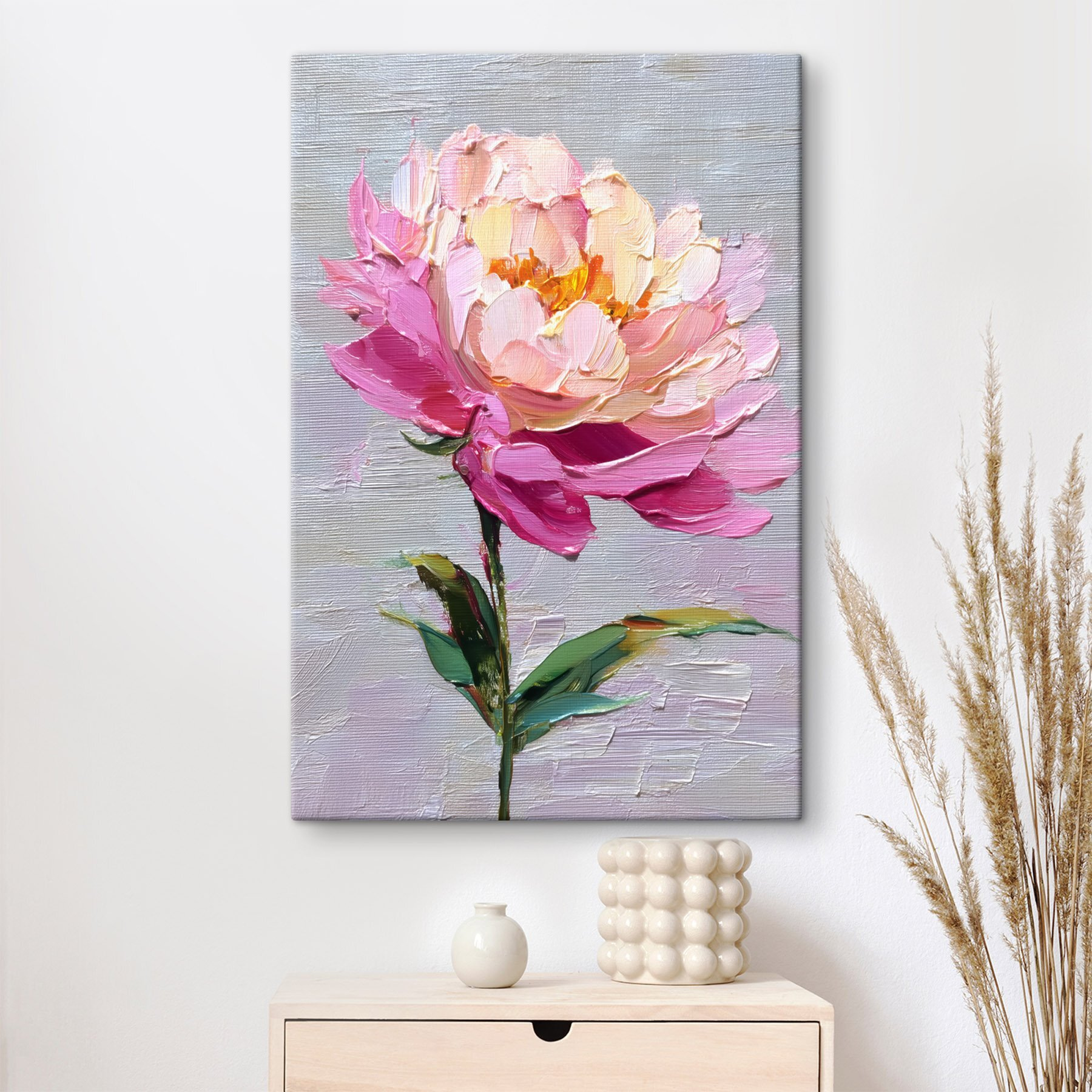 Painting of a pink flower