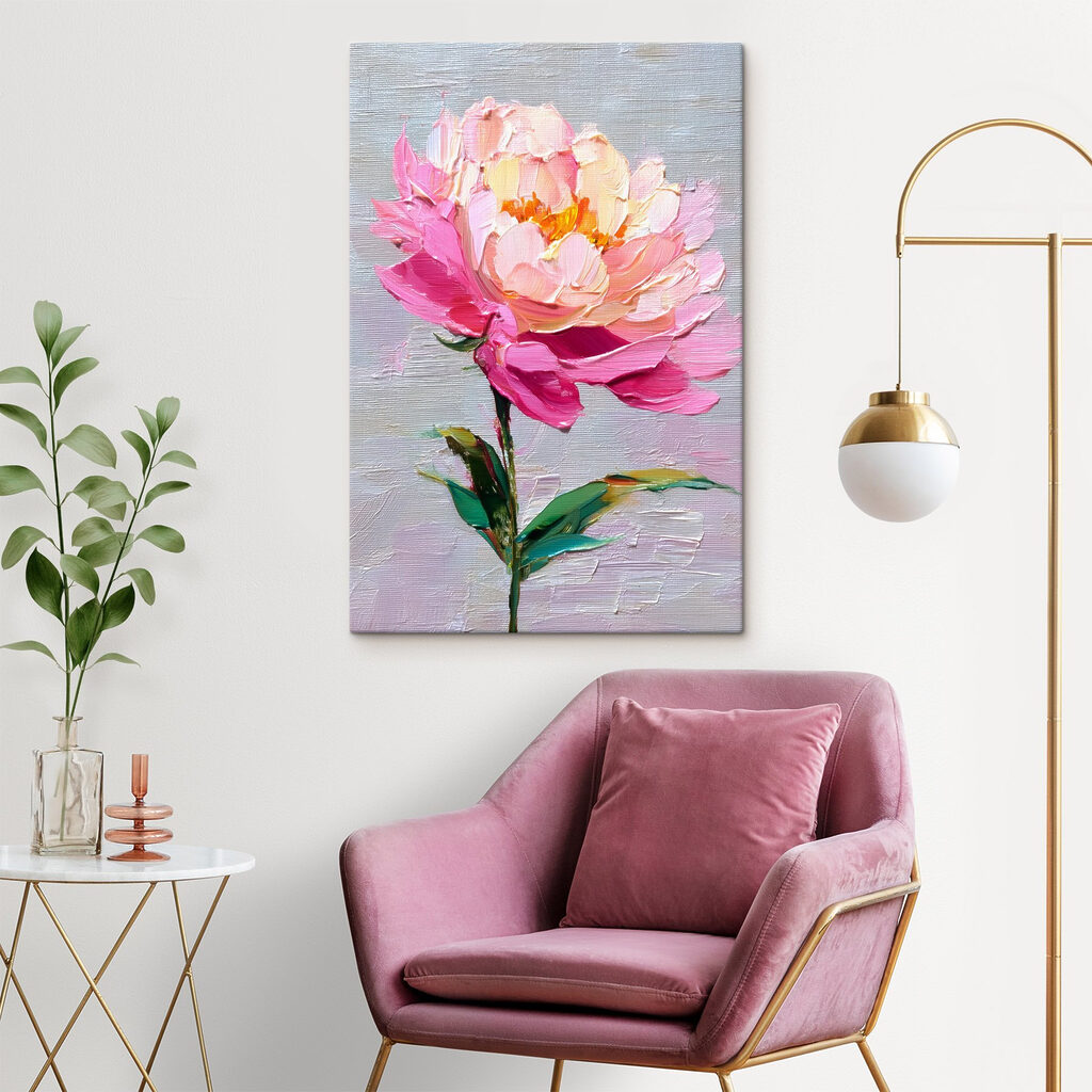 Painting of a pink flower