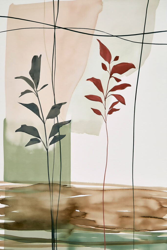 Painting of leaves and a plant Painting of leaves and a plant