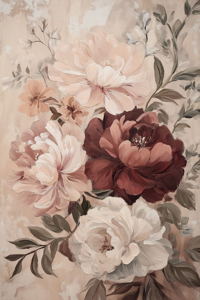 Painting of flowers on a wall Painting of flowers on a wall