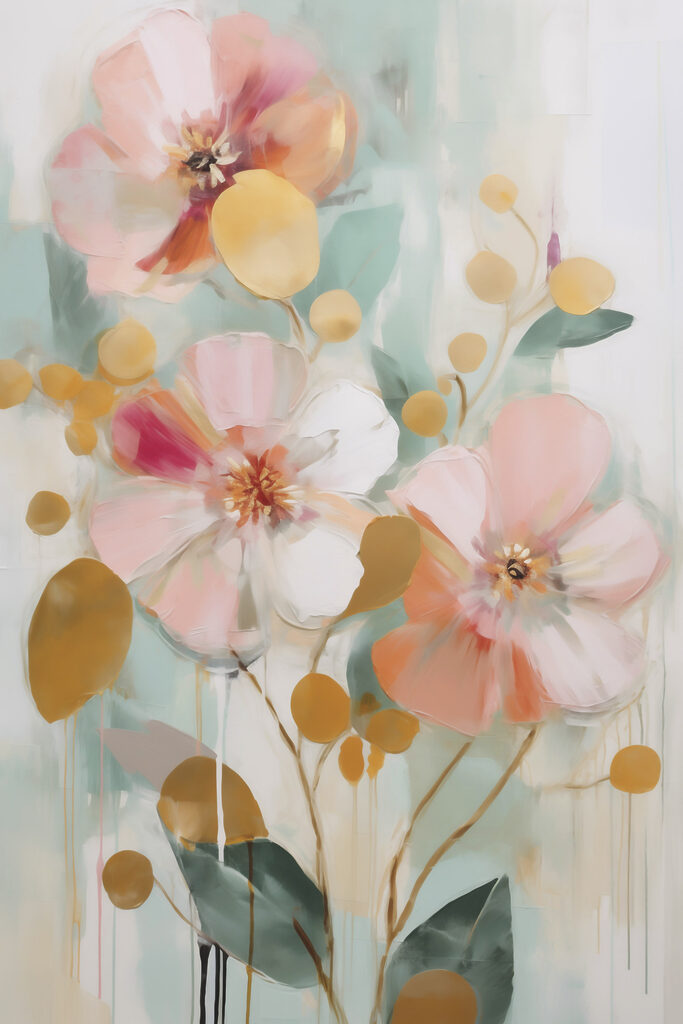 Painting of flowers and leaves Painting of flowers and leaves