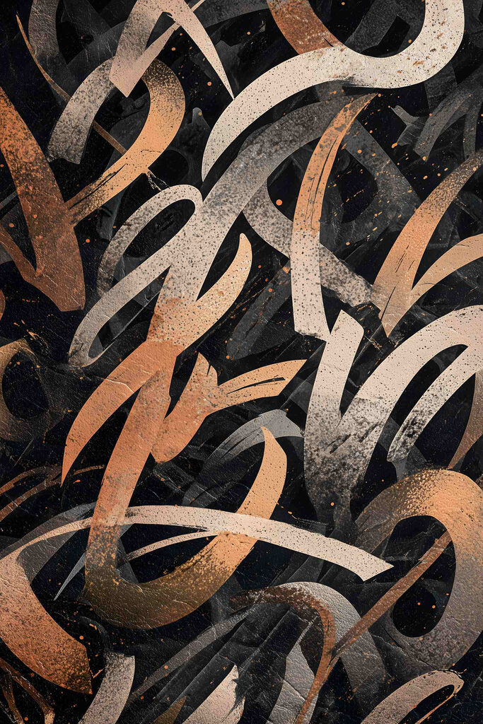 Black and orange brush strokes