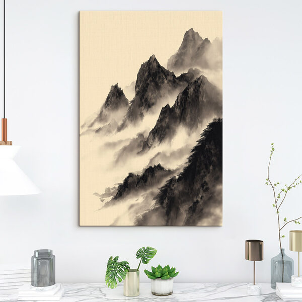 Mountain range with fog