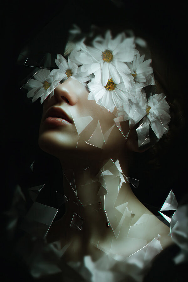 Woman with flowers on her face Woman with flowers on her face