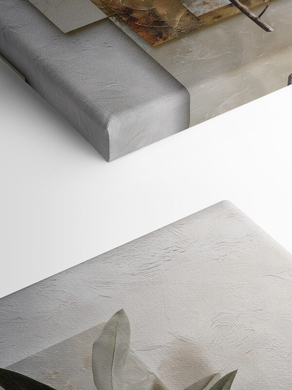 Plant with leaves and geometric shapes
