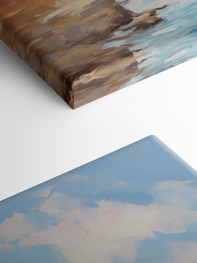 Painting of a cliff by the ocean