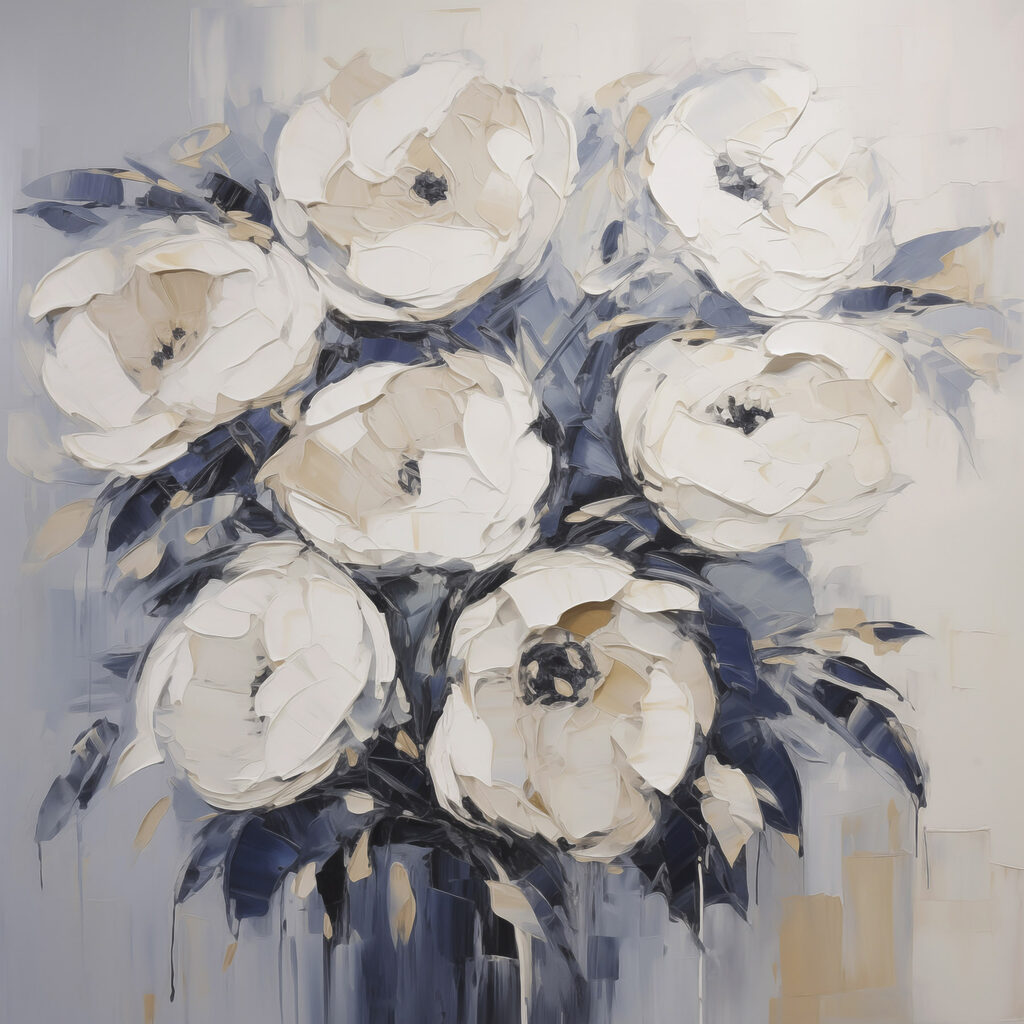 Painting of white flowers Painting of white flowers