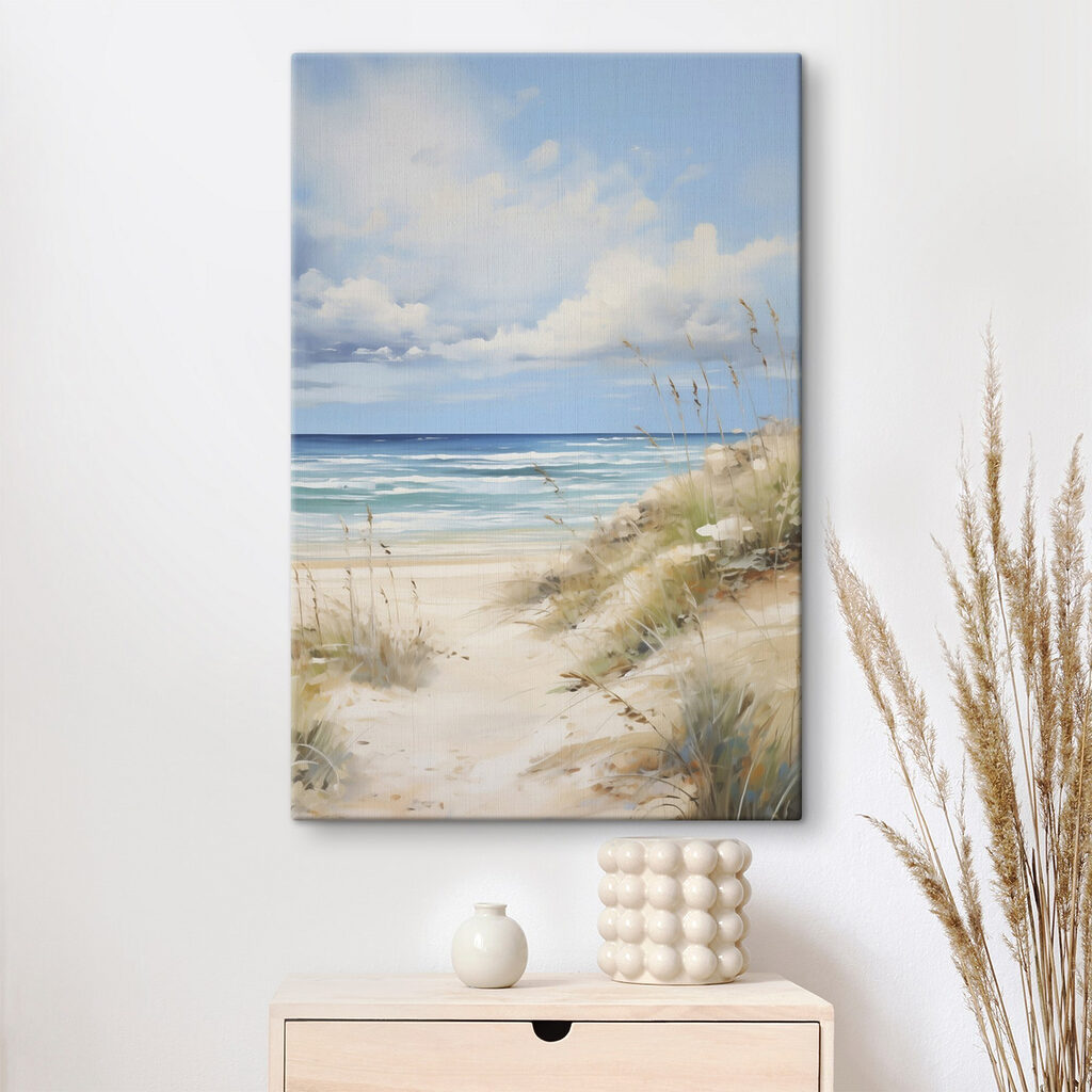 Beach with grass and water