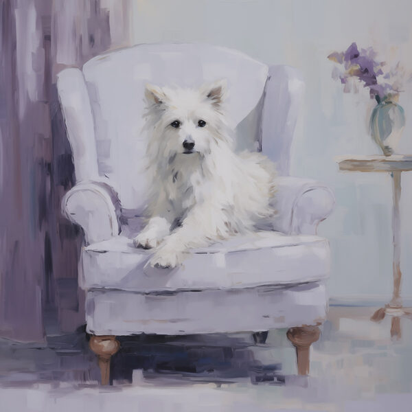 Dog sitting in a chair