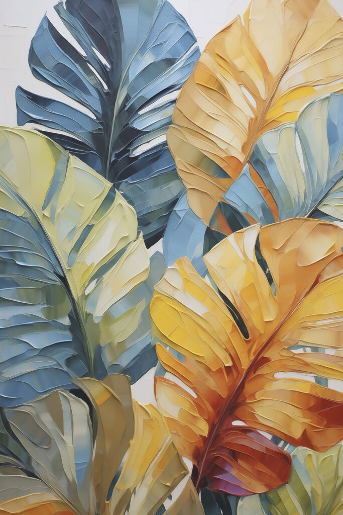 Painting of leaves on a wall