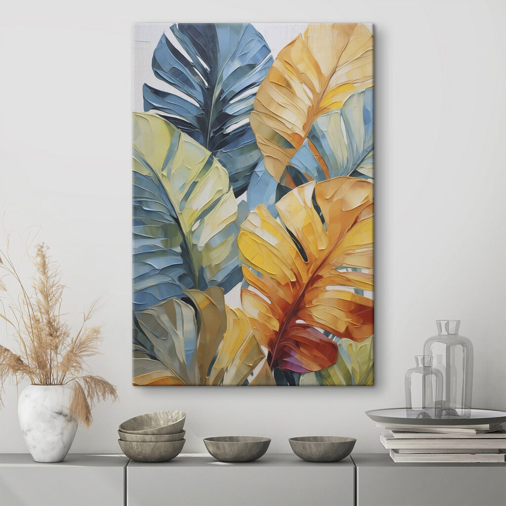 Painting of leaves on a wall