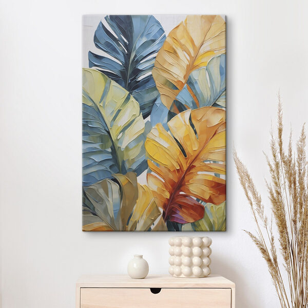 Painting of leaves on a wall