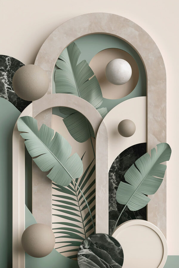 Artwork of a plant with leaves and balls