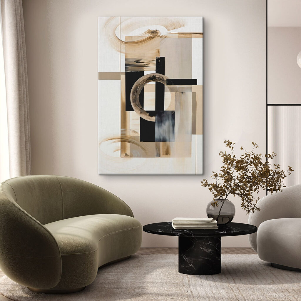Painting of a circle and squares