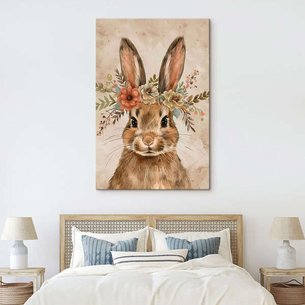 Rabbit with flowers on its head