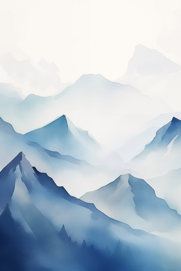 Watercolor of a mountain range