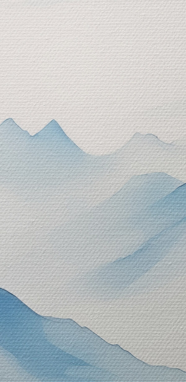 Painting of mountains and fog