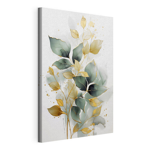 Painting of leaves on a white background