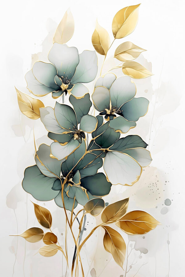 Painting of flowers and leaves Painting of flowers and leaves