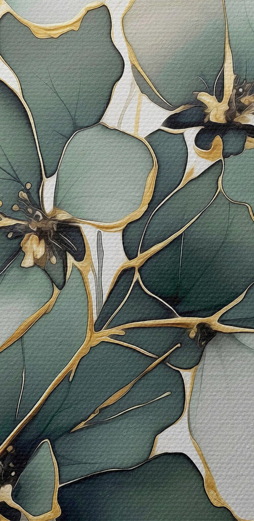 Painting of flowers and leaves Painting of flowers and leaves