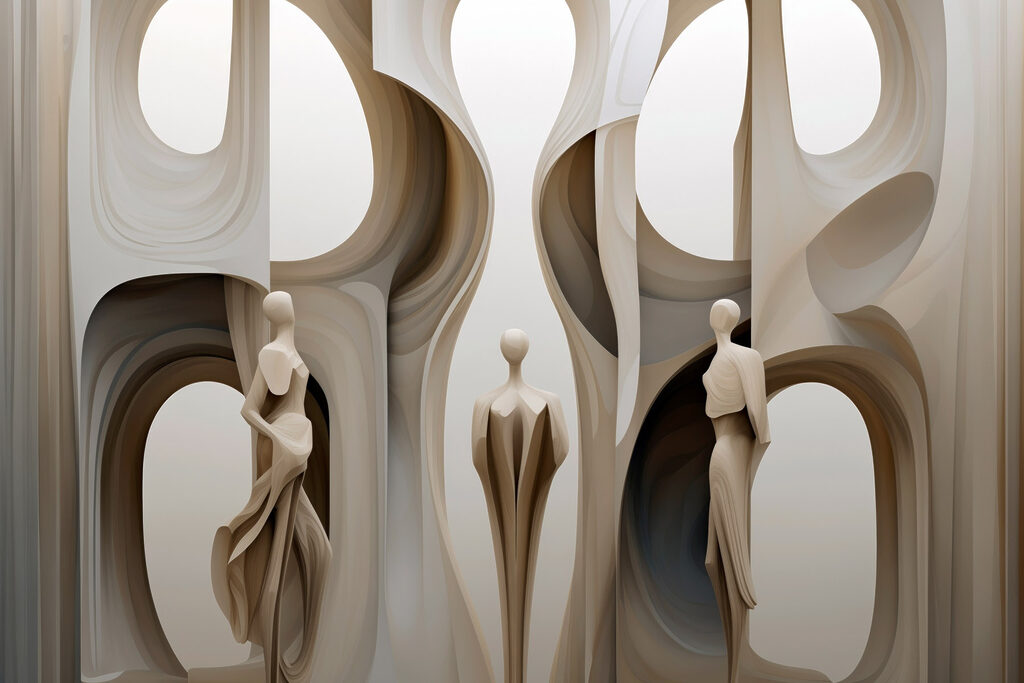 Group of statues in a row