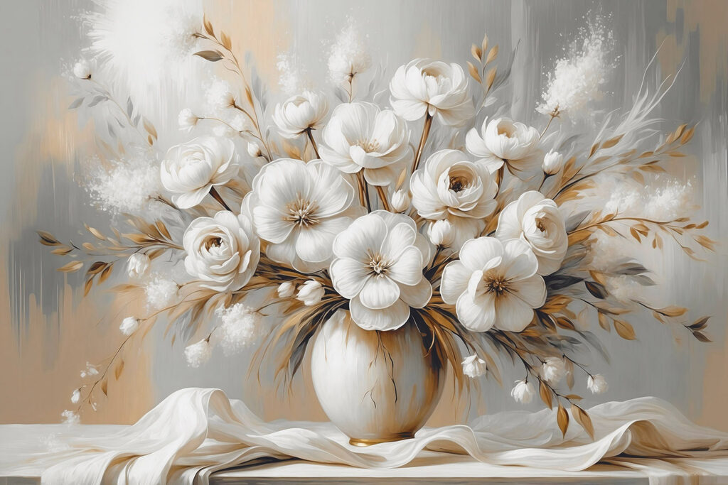 Painting of flowers in a vase