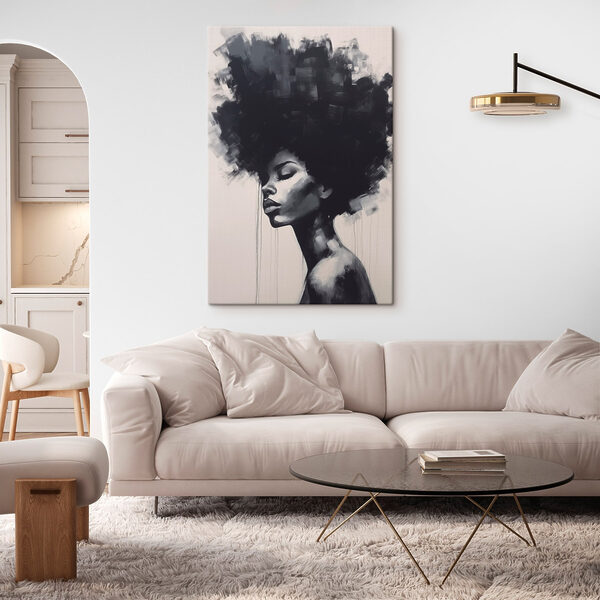 Painting of a woman with a big afro Painting of a woman with a big afro