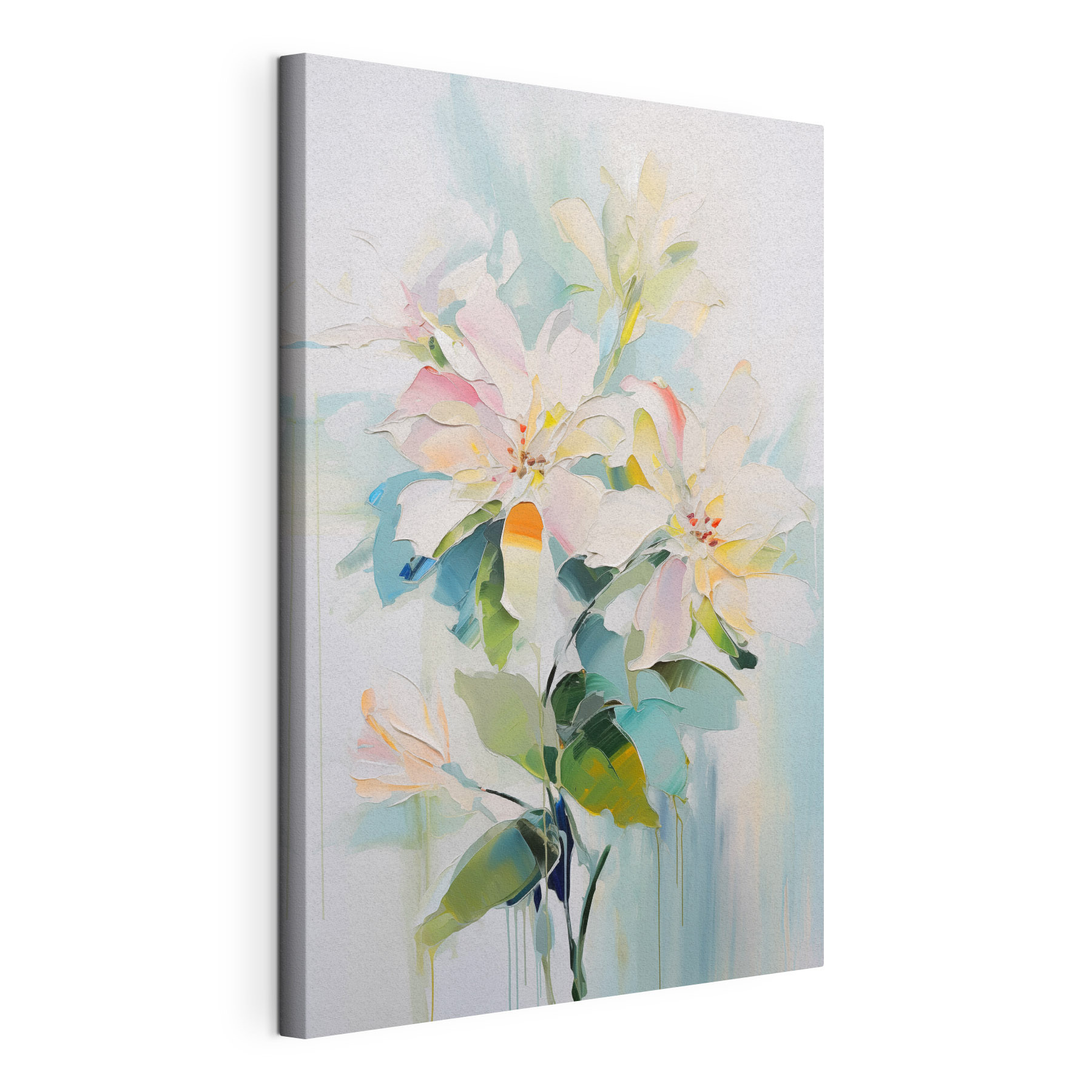 Painting of flowers on a white surface Painting of flowers on a white surface