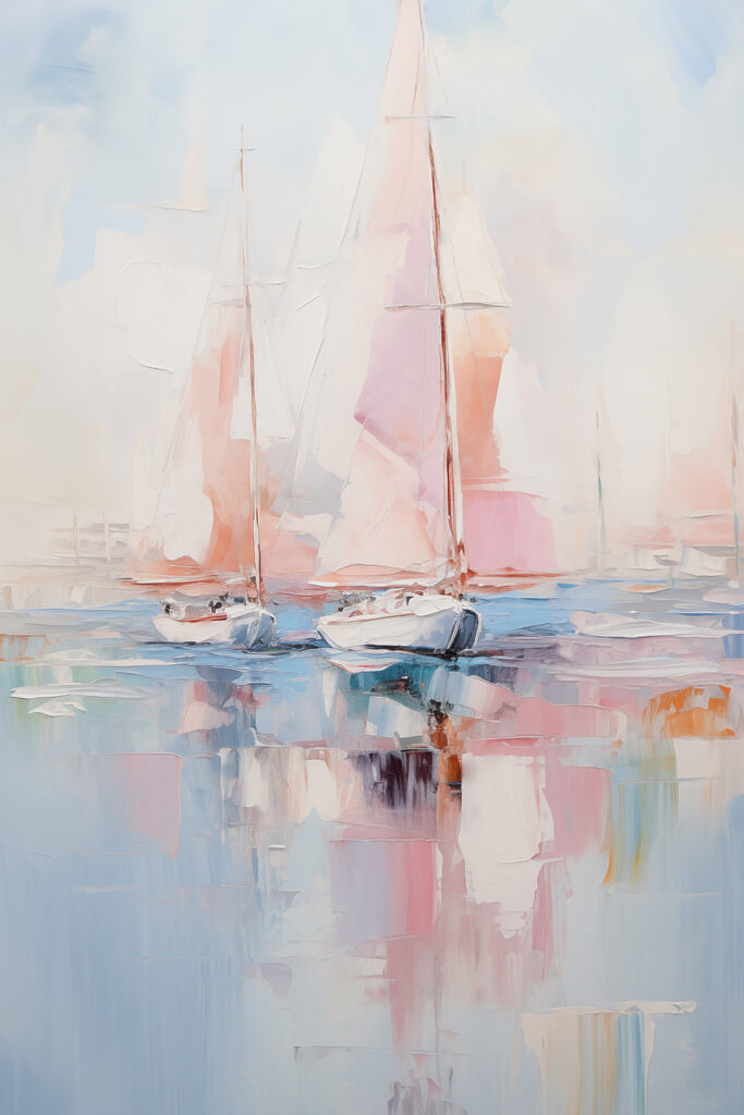 Painting of boats on water