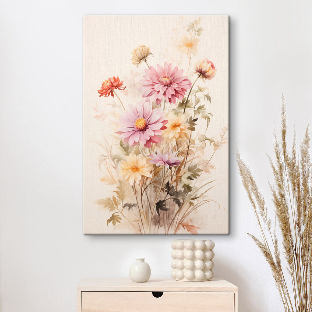 Painting of flowers on a white background Painting of flowers on a white background