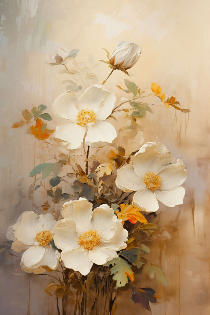 Painting of white flowers