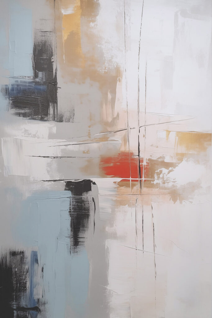 Painting of a white wall with black and red paint Painting of a white wall with black and red paint