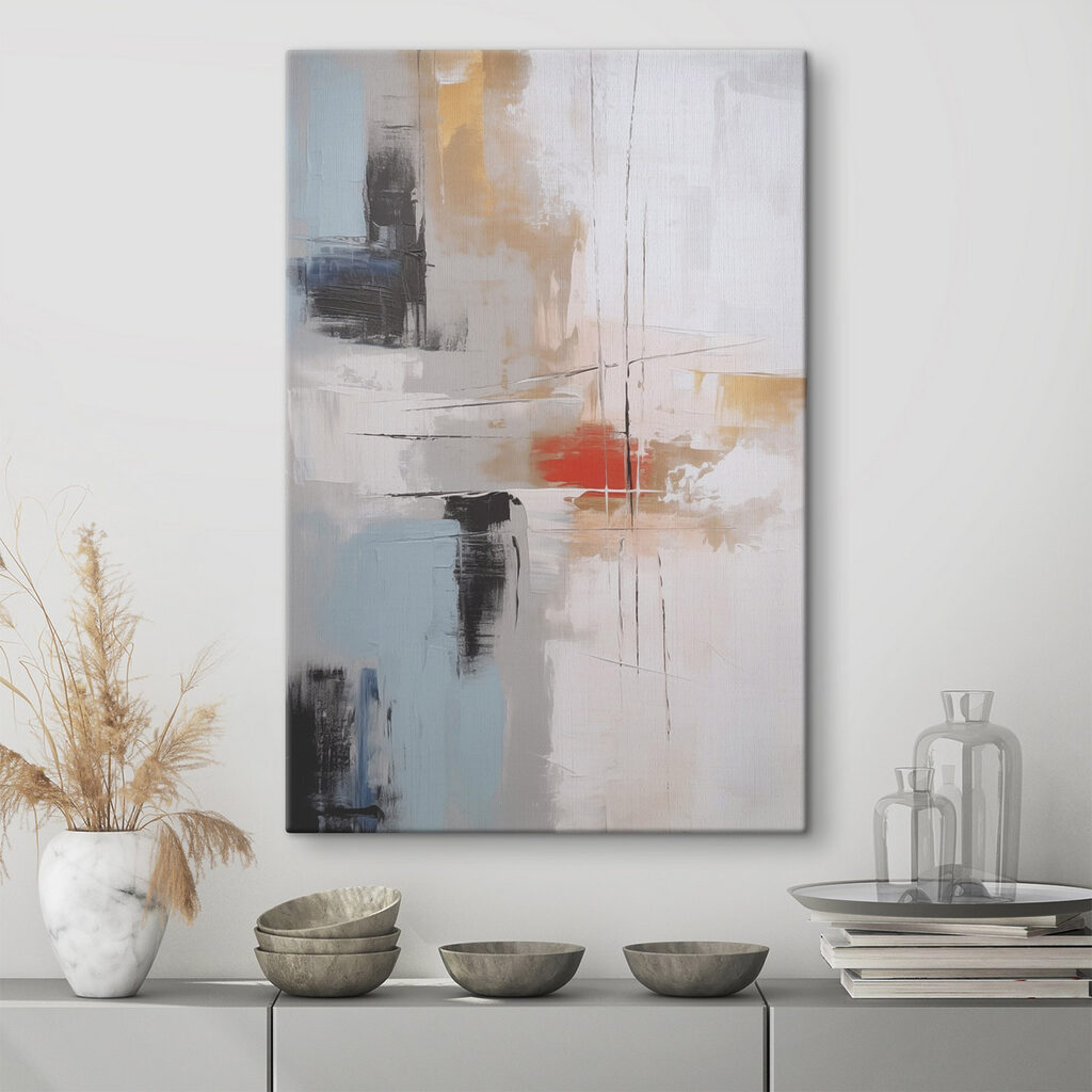 Painting of a white wall with black and red paint Painting of a white wall with black and red paint