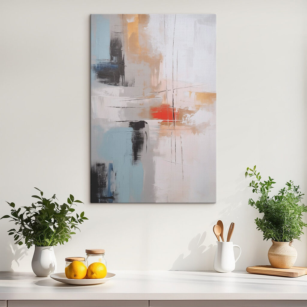 Painting of a white wall with black and red paint Painting of a white wall with black and red paint