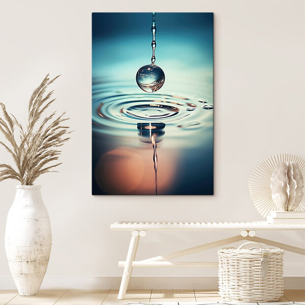 Drop of water falling into water