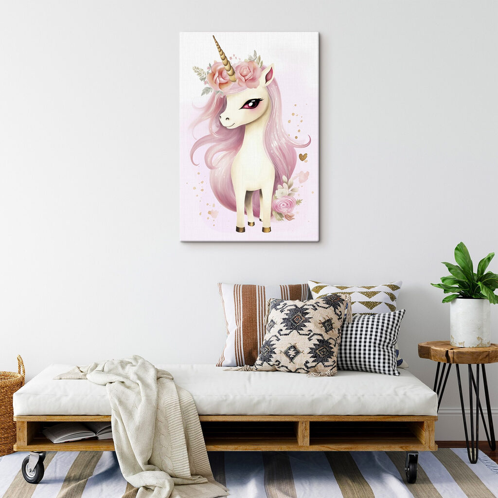 Unicorn with pink hair and flowers Unicorn with pink hair and flowers