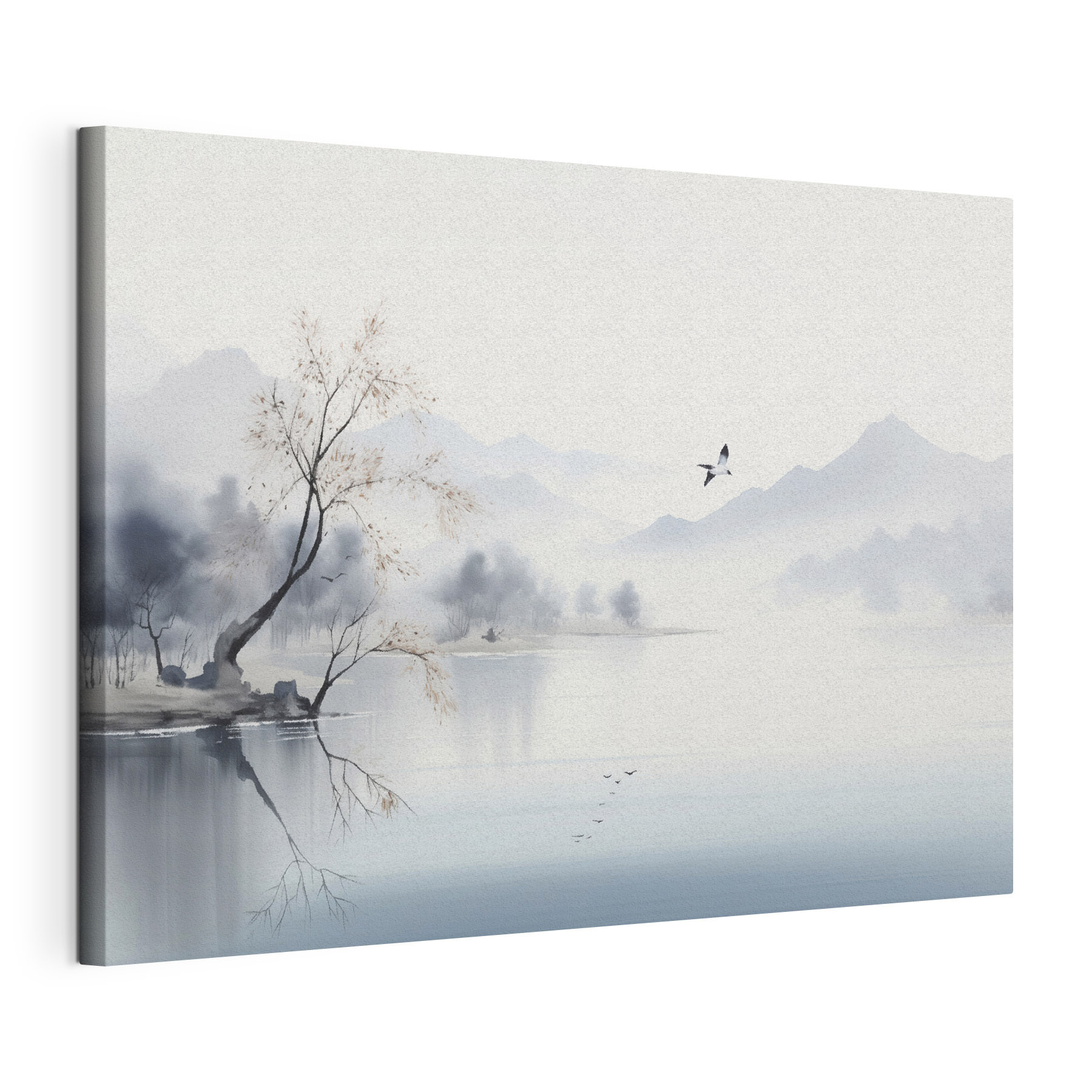 Bird flying over a lake