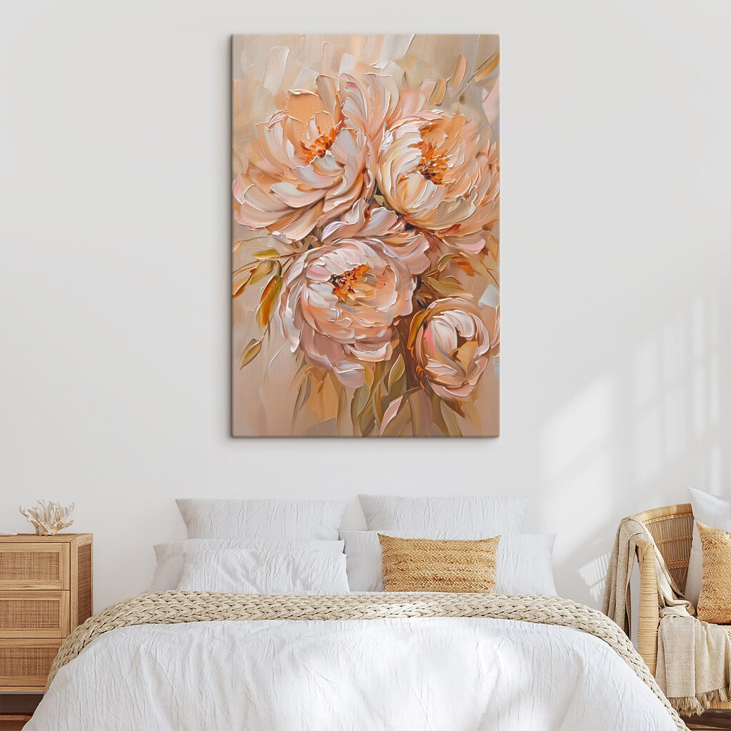 Painting of flowers on a white surface