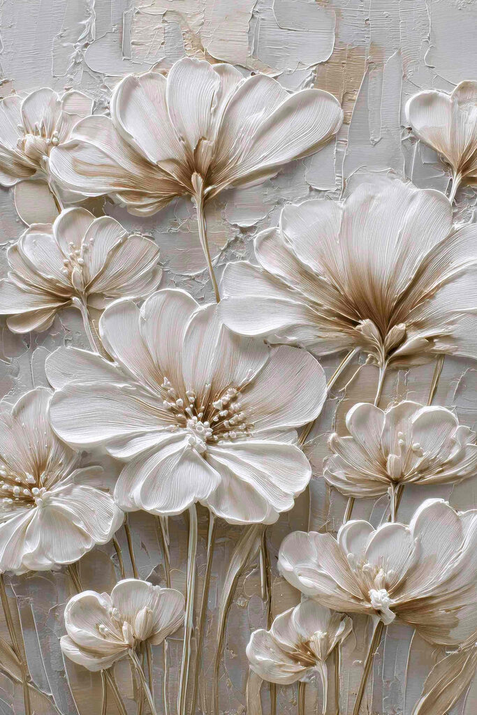 Delicate blooms on textured surface